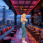 Trendy Aquamarin Texture Denim: Logos und Text per Capri Leggings