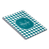 Trendy Aquamarin und White Checked Mit Monogramm N Notizblock (Rechte Seite)