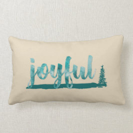 Trendy Aquamarin Watercolor Joyful Brush Script Lendenkissen