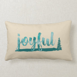 Trendy Aquamarin Watercolor Joyful Brush Script Lendenkissen