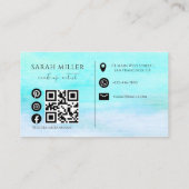 Trendy Aquamarin Watercolor Pinselstrich Makeup Ar Visitenkarte (Rückseite)