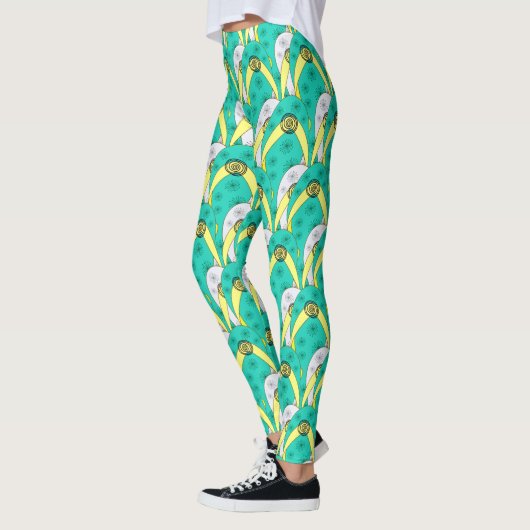 Trendy Aquamarin White Overlapping Flip Flops Must Leggings (Links)