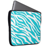 Trendy aquamarine weiße Zebra-Streifen-wildes Laptopschutzhülle (Vorne Rechts)