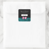 Trendy Aquamarine Zebra Streifen Pink Ribbon Preis Quadratischer Aufkleber (Tasche)