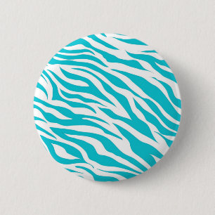Trendy Aquamarine Zebra Streifen Wild Animal Print Button