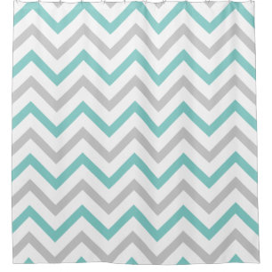 Trendy aquamarines Blau-, Graues und Duschvorhang