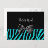 Trendy aquamarines danken Ihnen Zebra-Druck mit Postkarte (Vorne/Hinten)