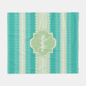 Trendy Aquamarines Neo Mint Green Strick Muster un Fleecedecke (Vorderseite (Horizontal))
