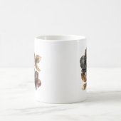 Trendy Aquarellgold Schwarz und bordeauxfarbene Bl Kaffeetasse (Mittel)