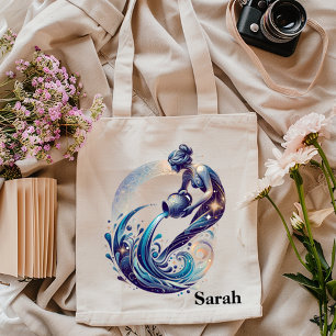 Trendy Aquarius Watercolor Zodiac Design Tragetasche