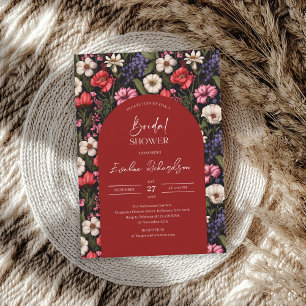 Trendy arch Aquarell bunte Wildblumen Einladung