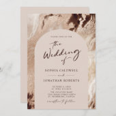 Trendy Arch Earthy Textures Gold Washes Wedding Einladung (Vorne/Hinten)