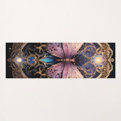 Trendy Art Déco Lila Pink Gold Schmetterling Yogamatte (Rückseite (Horizontal))