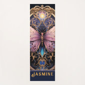 Trendy Art Déco Lila Pink Gold Schmetterling Yogamatte (Vorderseite)