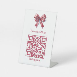 Trendy Ästhetische Coquette Pink Bow QR Code Sockelschild