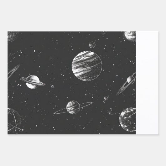 Trendy Astronaut Wrap Paper Flat Sheet Set 3 Geschenkpapier Set (Vorderseite 3)
