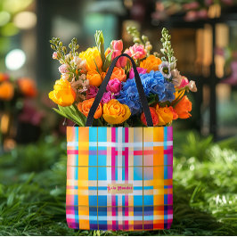 Trendy Atemberaubend Multi-Color Kariert Summer We Tasche