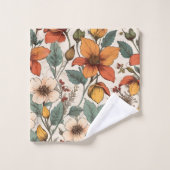 Trendy Autumn Garden Olive Rust Personalized Towel Badhandtuch Set (Waschlappen)