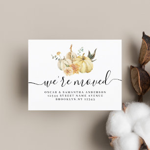 Trendy Autumn Wassercolor Pumpkin & Blume Ankündigungspostkarte