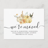 Trendy Autumn Wassercolor Pumpkin & Blume Ankündigungspostkarte (Vorderseite)