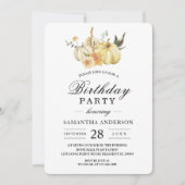 Trendy Autumn Wassercolor Pumpkin & Blume Einladung (Vorderseite)