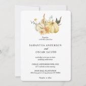 Trendy Autumn Wassercolor Pumpkin & Blume Einladung (Vorderseite)