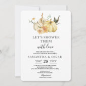 Trendy Autumn Wassercolor Pumpkin & Blume Einladung (Vorderseite)