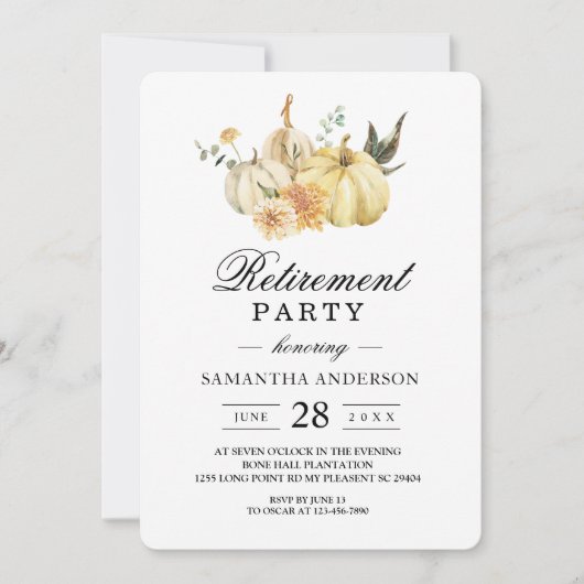 Trendy Autumn Wassercolor Pumpkin & Blume Einladung (Vorderseite)