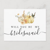 Trendy Autumn Wassercolor Pumpkin & Blume Einladungspostkarte (Vorderseite)