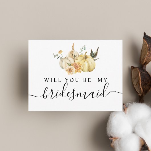 Trendy Autumn Wassercolor Pumpkin & Blume Einladungspostkarte