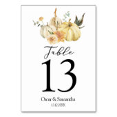 Trendy Autumn Wassercolor Pumpkin & Blume Tischnummer (Vorderseite)