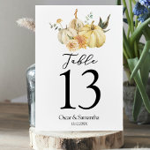 Trendy Autumn Wassercolor Pumpkin & Blume Tischnummer