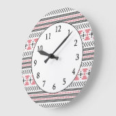 Trendy Aztec Tribal Print Geometric Muster Pink Große Wanduhr (Winkel)