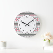 Trendy Aztec Tribal Print Geometric Muster Pink Große Wanduhr (Zuhause)
