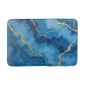 Trendy Azure Blue Gold Marble Collection Badematte (Vorderseite)