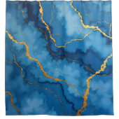 Trendy Azure Blue Gold Marble Collection Duschvorhang (Vorderseite)