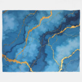 Trendy Azure Blue Gold Marble Collection Fleecedecke (Vorderseite (Horizontal))