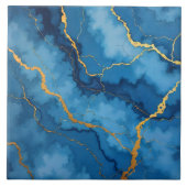 Trendy Azure Blue Gold Marble Collection Fliese (Vorderseite)
