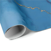 Trendy Azure Blue Gold Marble Collection Geschenkpapier (Rolleneckpunkt)
