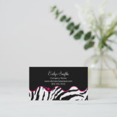 TRENDY B&W ZEBRA DRUCKER MIT WARTEPINK CURVE ACCEN VISITENKARTE (Stehend Vorderseite)