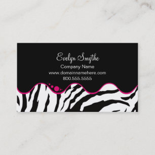 TRENDY B&W ZEBRA DRUCKER MIT WARTEPINK CURVE ACCEN VISITENKARTE