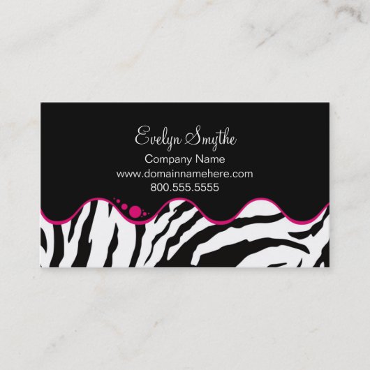 TRENDY B&W ZEBRA DRUCKER MIT WARTEPINK CURVE ACCEN VISITENKARTE (Vorderseite)