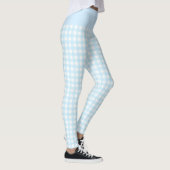 Trendy Baby Blue und White Karo Gingham Pattern Leggings (Rechts)