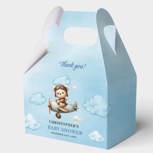 Trendy Baby Boy Shower Aviator Teddy Plane Box Geschenkschachtel