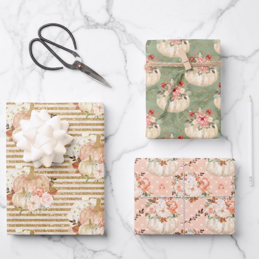 Trendy Baby Girl Duwer Pumpkin Kindergeburtstag Geschenkpapier Set (Vorderseite)