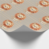 Trendy Baby Lion Stripes Boy Baby Dusche Geschenkpapier (Ecke)