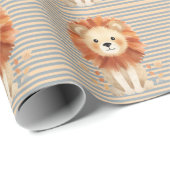 Trendy Baby Lion Stripes Boy Baby Dusche Geschenkpapier (Rolleneckpunkt)