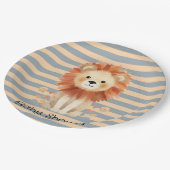 Trendy Baby Lion Stripes Boy Baby Dusche Pappteller (Schrägansicht)