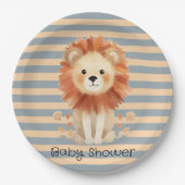Trendy Baby Lion Stripes Boy Baby Dusche Pappteller (Vorderseite)