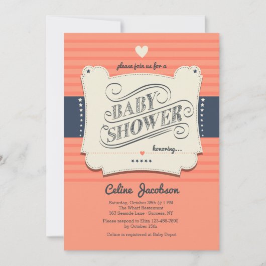 Trendy Baby Shower Einladung (Vorderseite)
